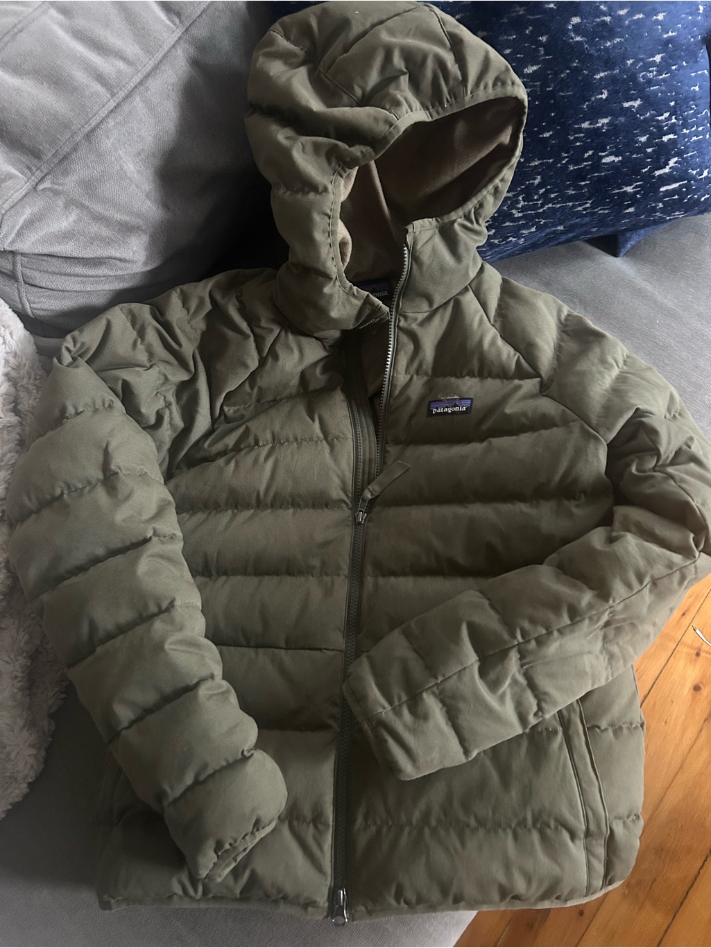 Patagonia Cotton Down Jacket Green Womenâs Medium